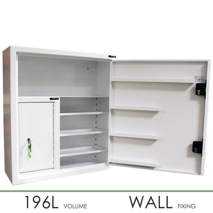 Pharmacy Medical - HECDC303 CONTROLLED DRUGS CABINET With Internal Controlled Drugs Cabinet | External - 3 SHELVES (Adjustable) 1 Fixed,  4 DOOR SHELVES | R/H HINGE | Internal 2 SHELVES (Fixed) | R/H HINGE optional warning light