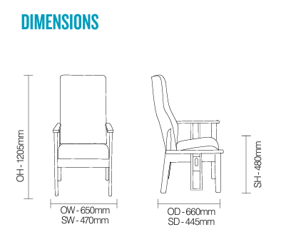 Aylesbury High Back Patient Chair with Drop Arms Navy