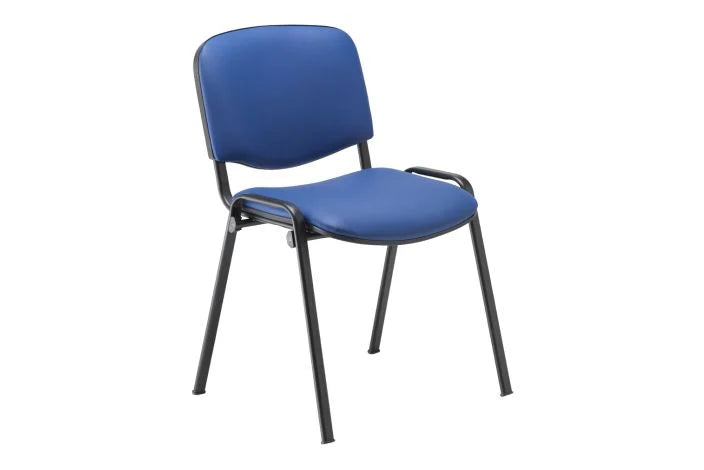 Pack Of 4 Black Frame Vinyl Stacking Conference Chairs- Without arms- NAVY