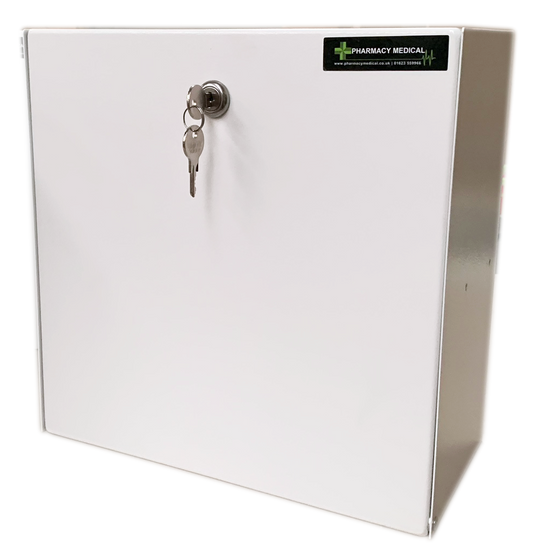 Pharmacy Medical - POD313B POD LOCKER (H x W x D)  - 320mm x 320mm x 160mm | BOTTOM HINGE, NO SHELF | lock and vision panel options