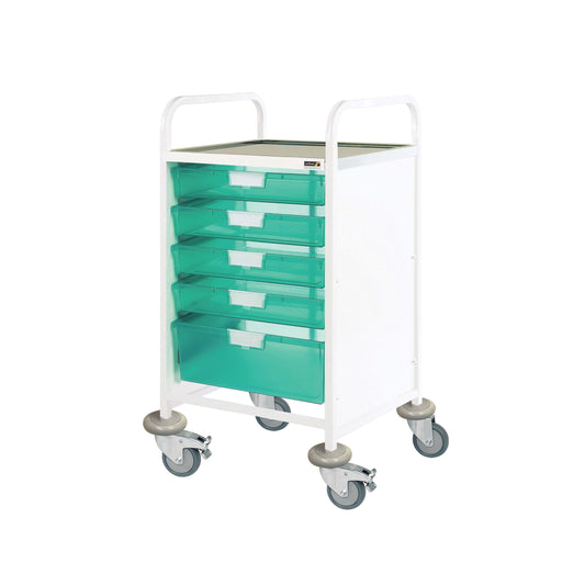 VISTA 50 Clinical Trolley, 4 Single & 1 Double Depth Trays