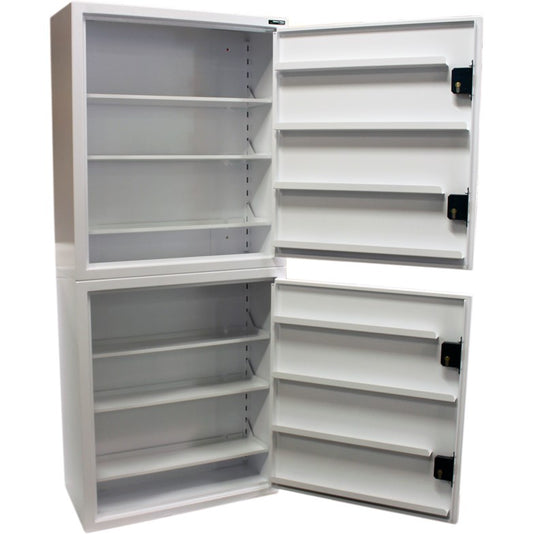 Pharmacy Medical - HECDC204 CONTROLLED DRUGS CABINET (2 Cabinets, stacked) 3 SHELVES (Adjustable) 3 DOOR SHELVES | R or L HINGE, optional warning light