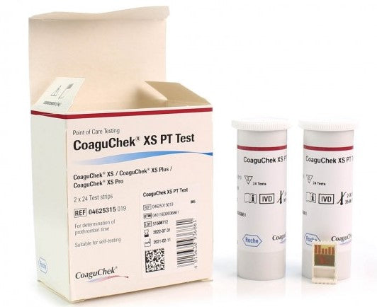 CoaguChek XS PT Test Strips - 2 x 24 (48 Test Strips) - Roche