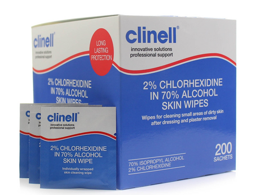 Clinell Alcoholic 2% Chlorhexidine Skin Wipes x 200